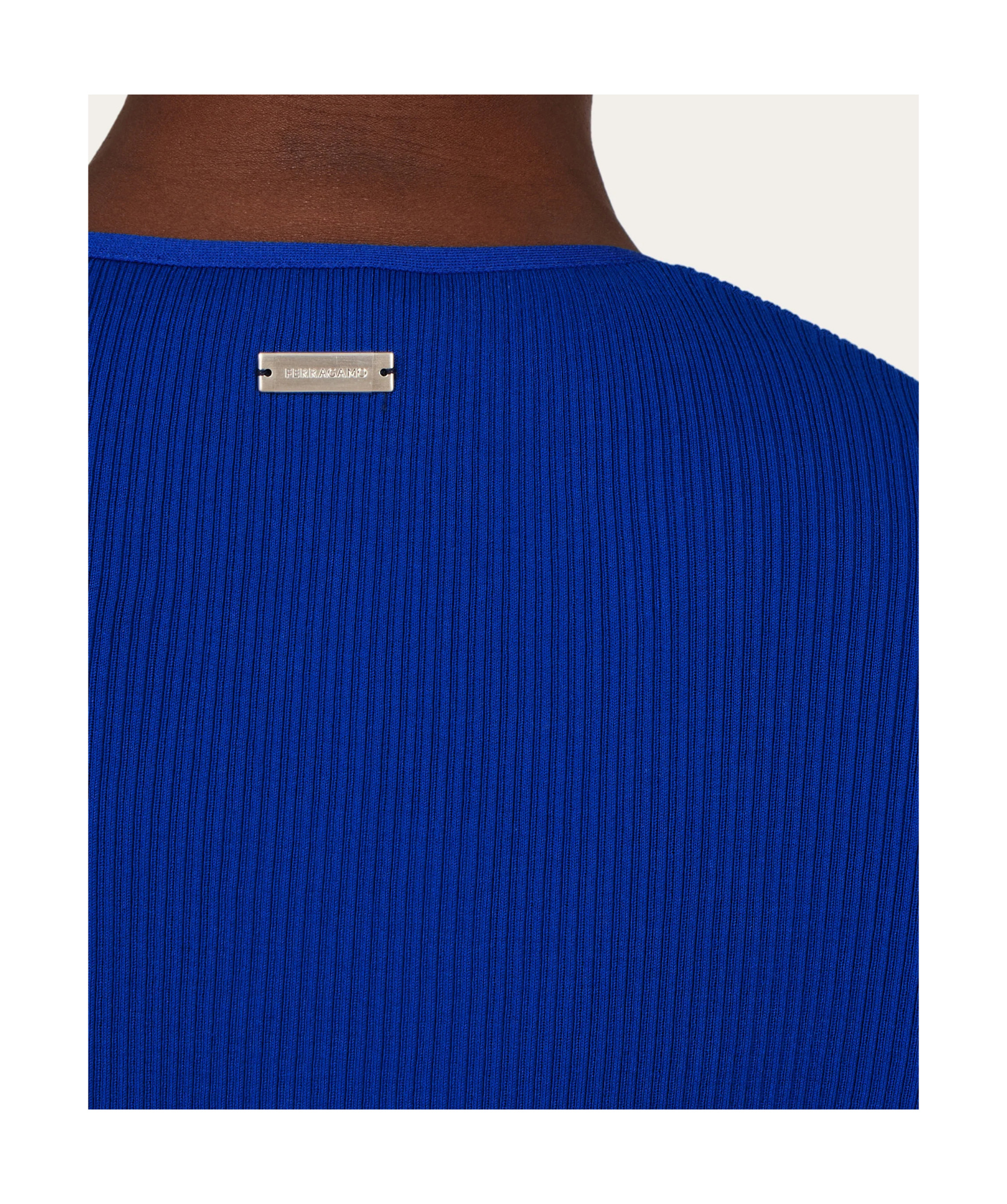 Ferragamo Top With Rippled Neckline In Blue