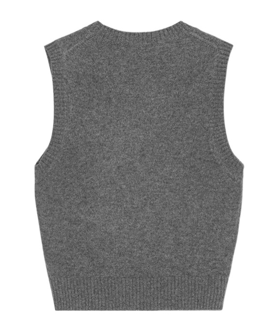 Ganni Knitted Vest With Logo In Gray