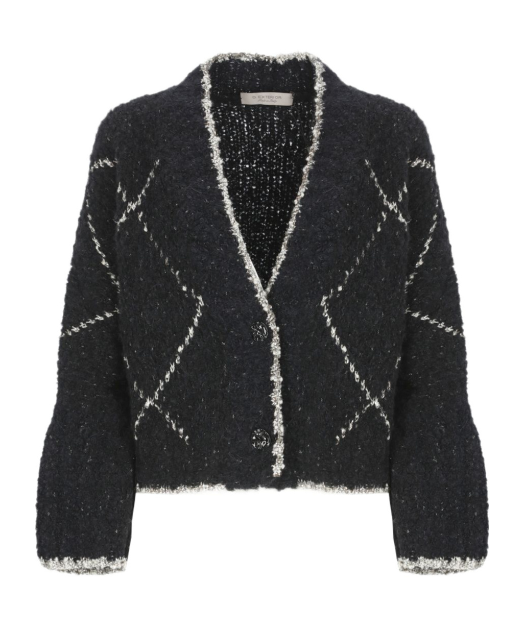 D Exterior Geometric Pattern Sweater In Black