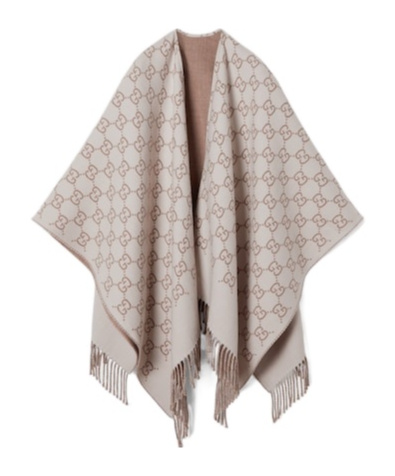 Gucci Gg Wool Jacquard Cape In Nude