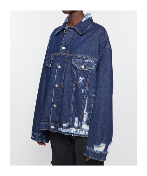 Acne Studios Distressed Oversize Denim Jacket Blue