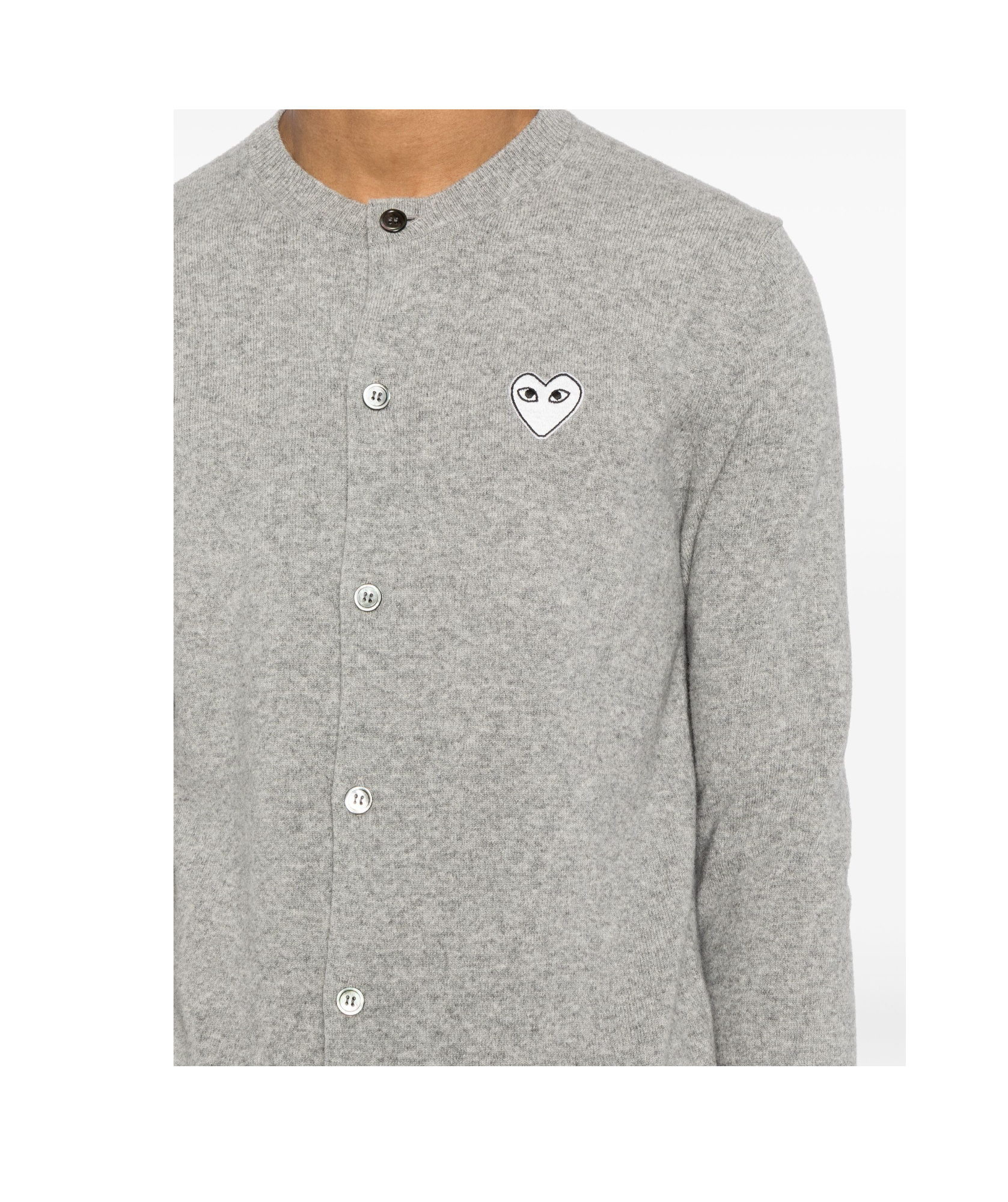 Shop Comme Des Garçons Long-sleeved Knitted Cardigan In Gray