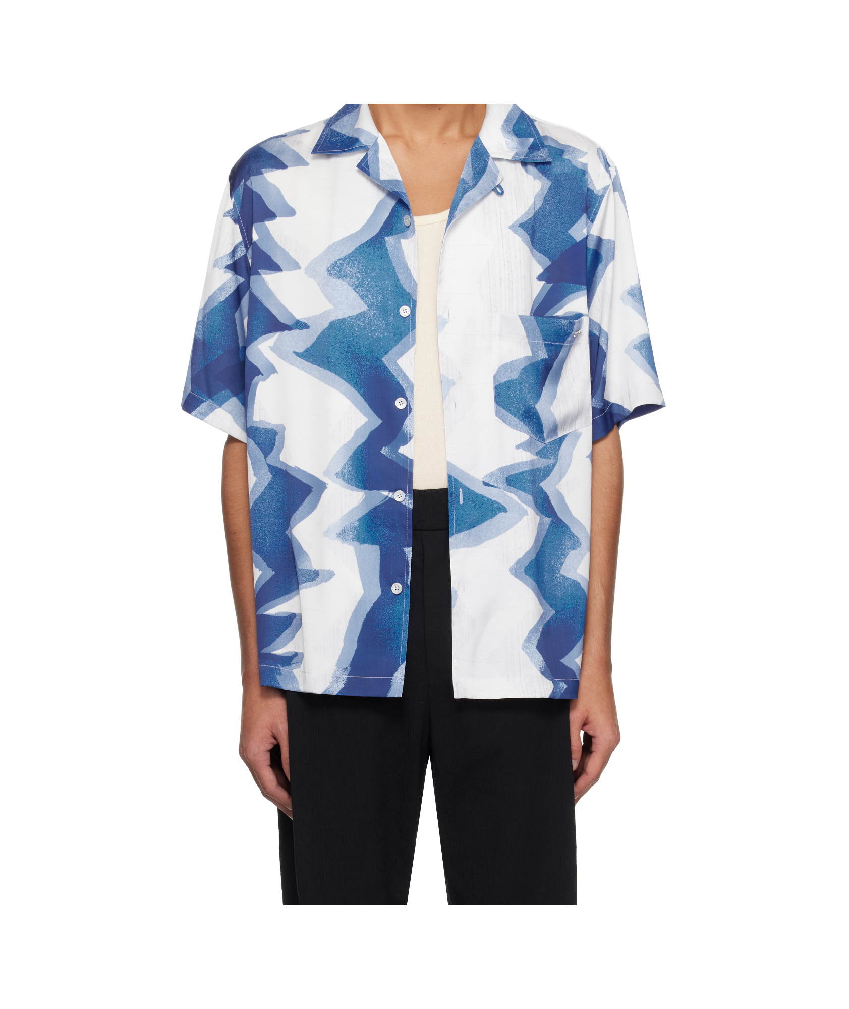 Wooyoungmi Blue Graphic Print Shirt In Blue