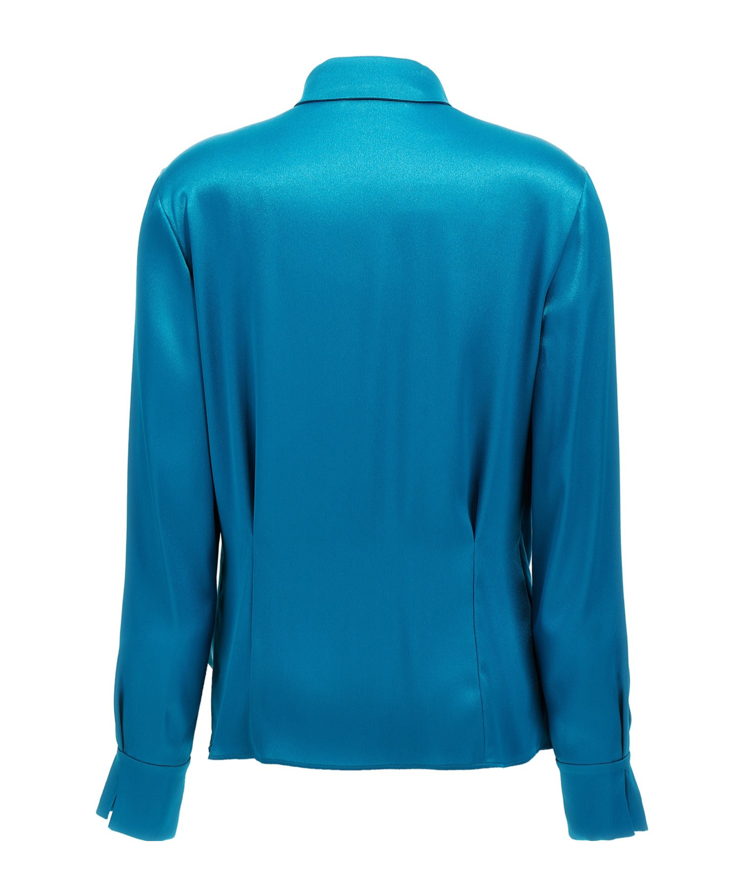 Alberta Ferretti Draped Collared Shirt With Cuff Detail In Blue