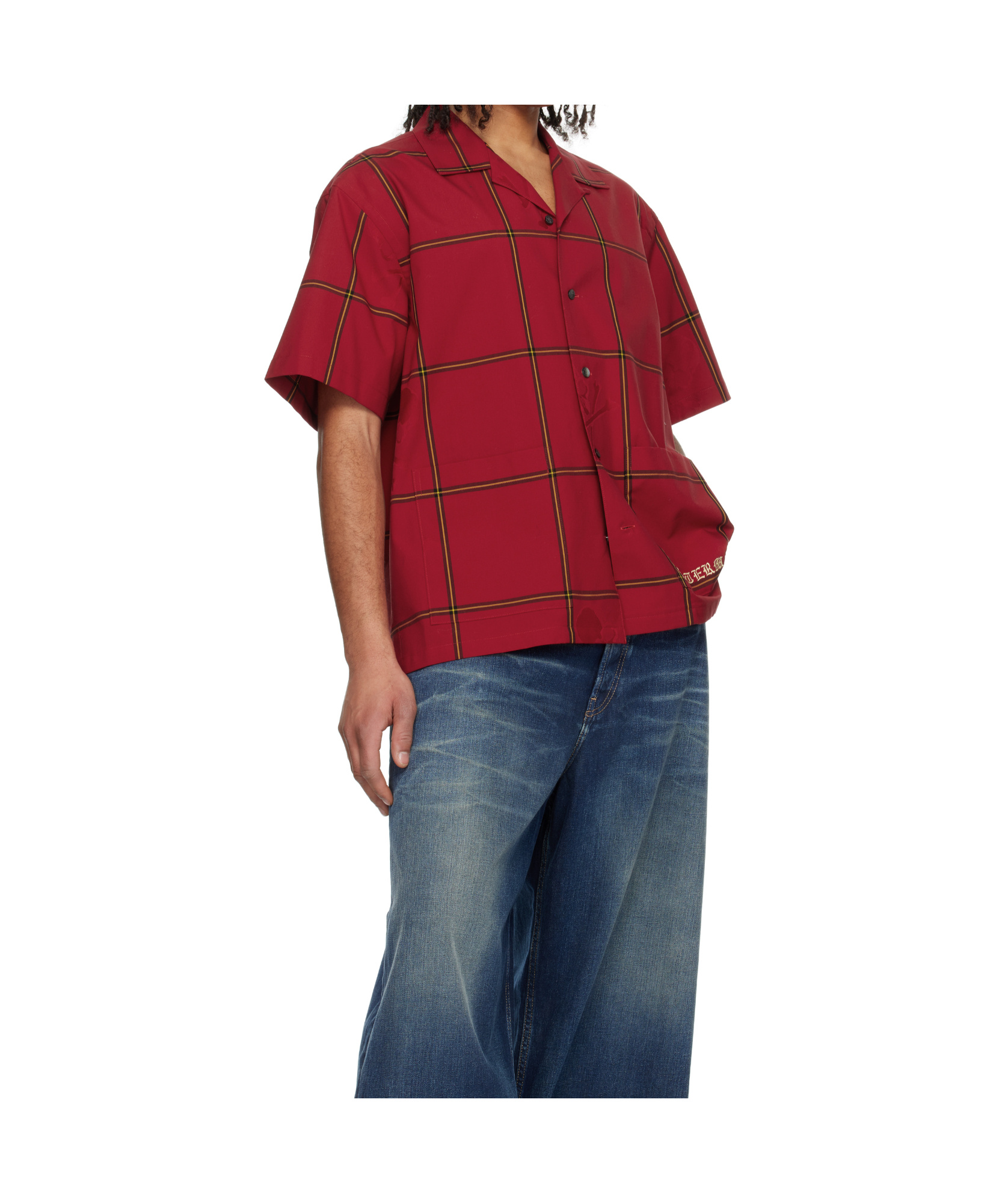 Mastermind Japan Red Windowpane Plaid Shirt In Red