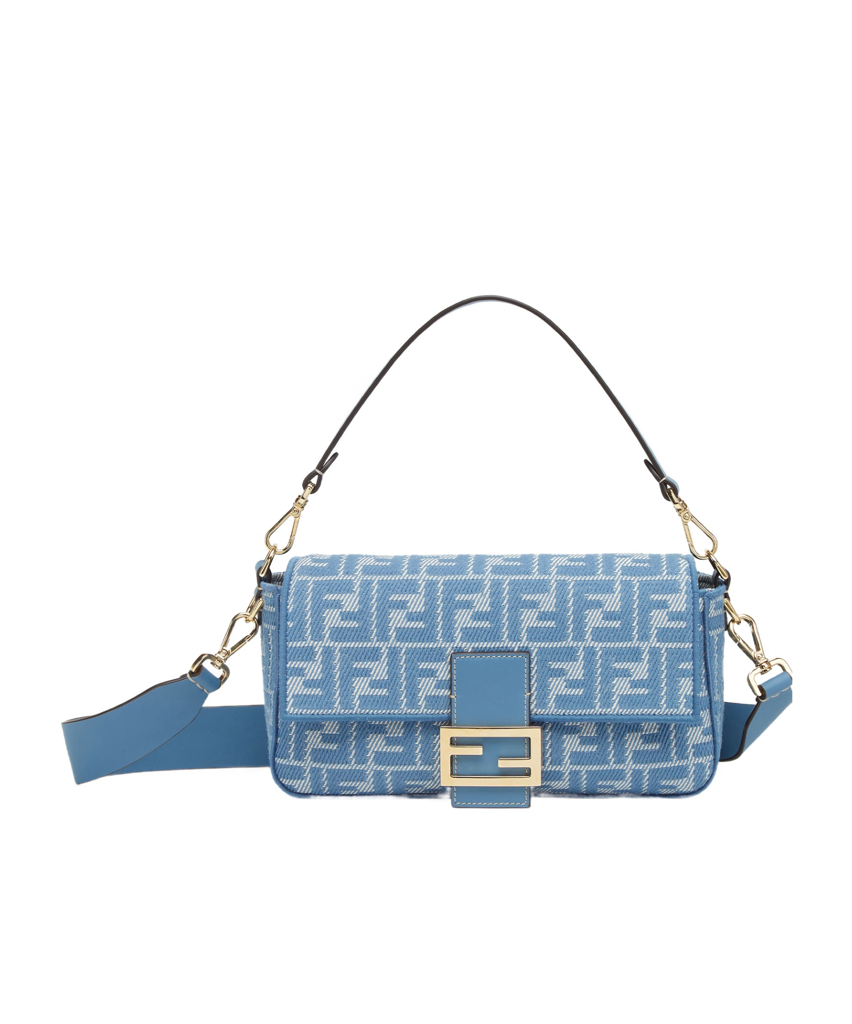 Fendi Jacquard Ff Baguette In Blue