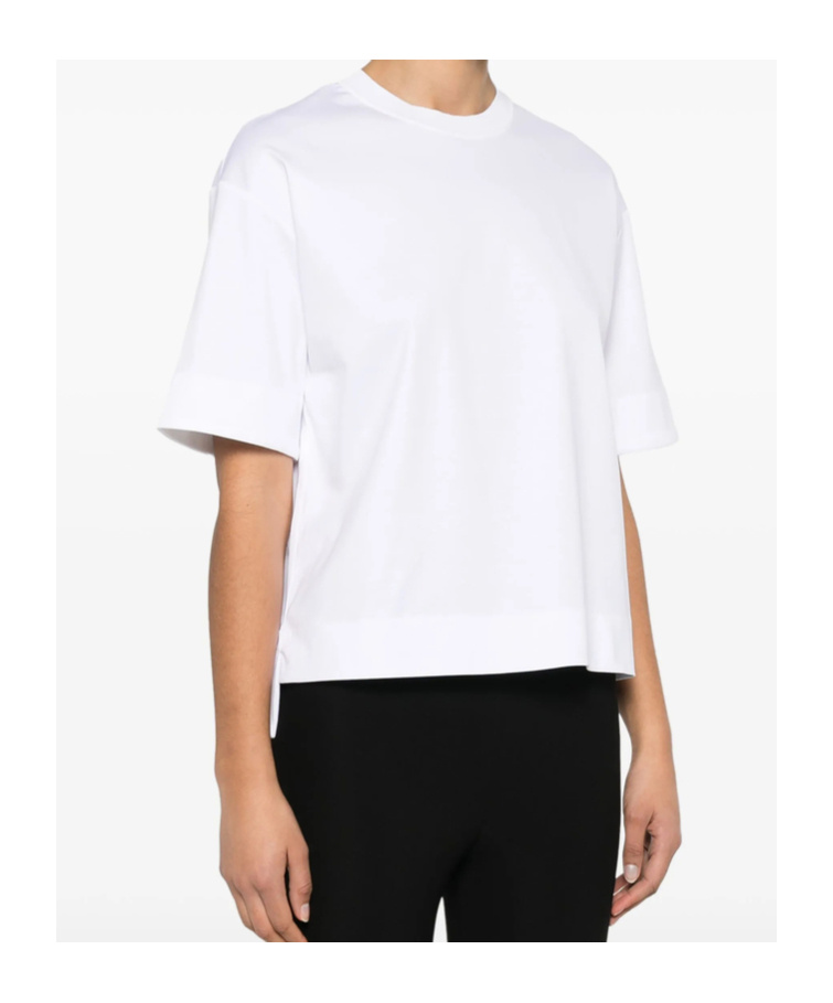 Max Mara Cotton Top With Subtle Logo Detail In White