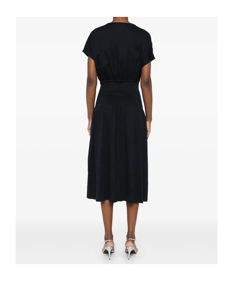 Fabiana Filippi Relaxed Black Midi Dress With Gathered Waist In Black