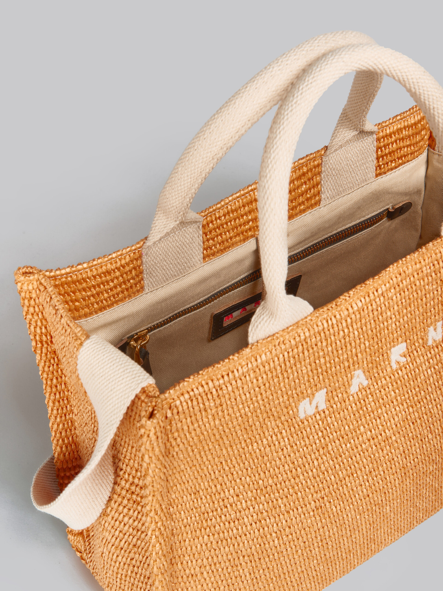 Marni Small Raffia Tote Bag In Brown