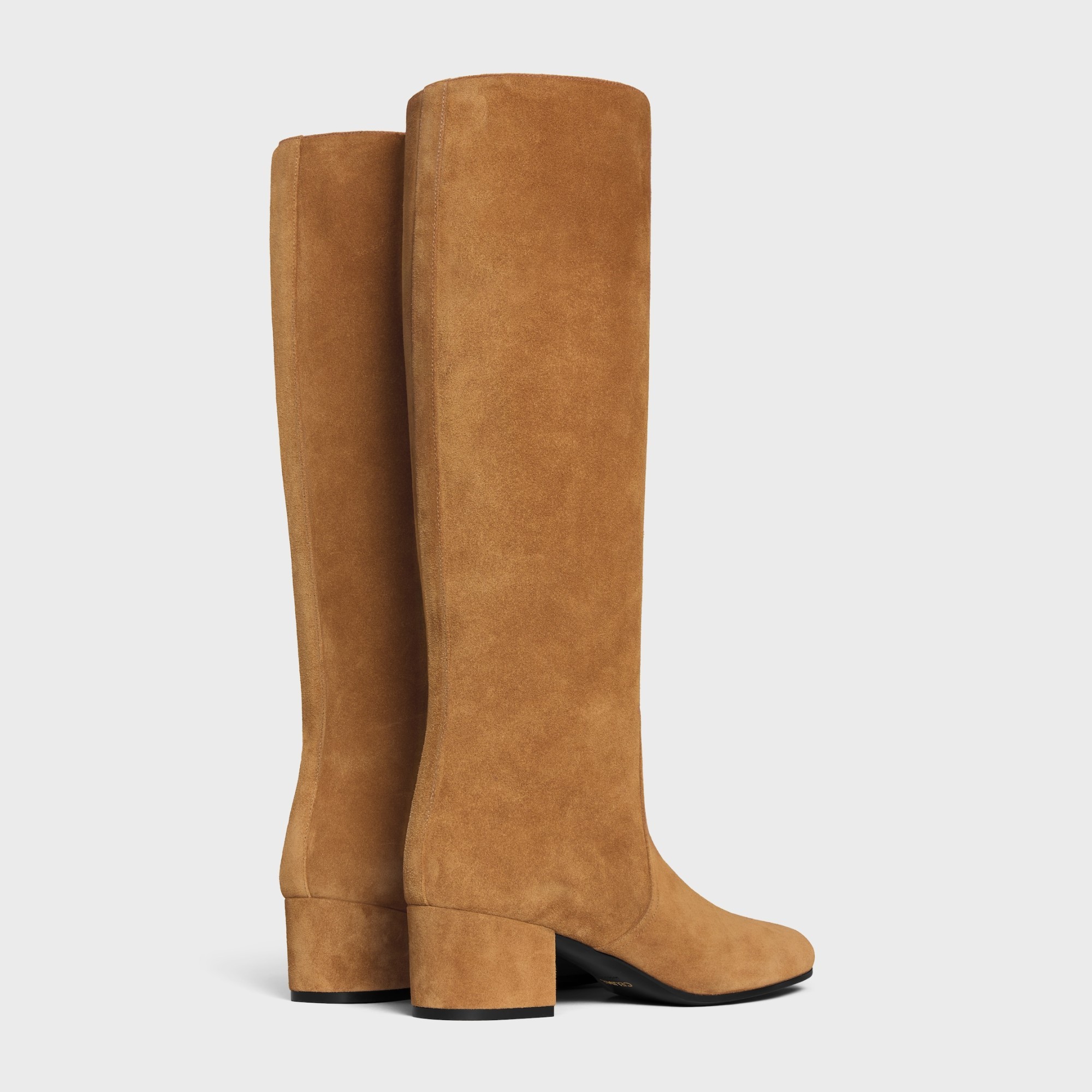 Celine Les Bottes Triomphe High Boot In Suede Calfskin In Brown