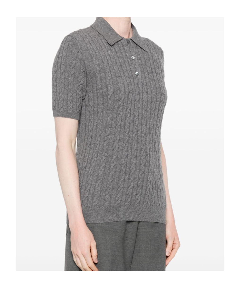 Shop Miu Miu Cashmere Polo Top In Gray