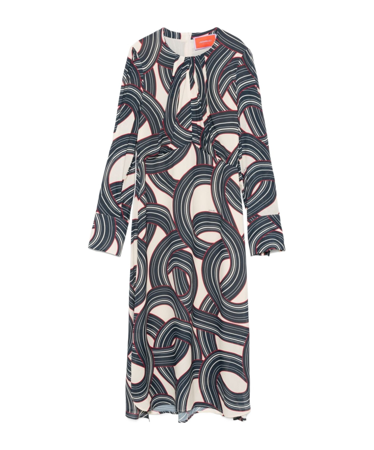 La Doublej Geometric-print Midi Dress In Black