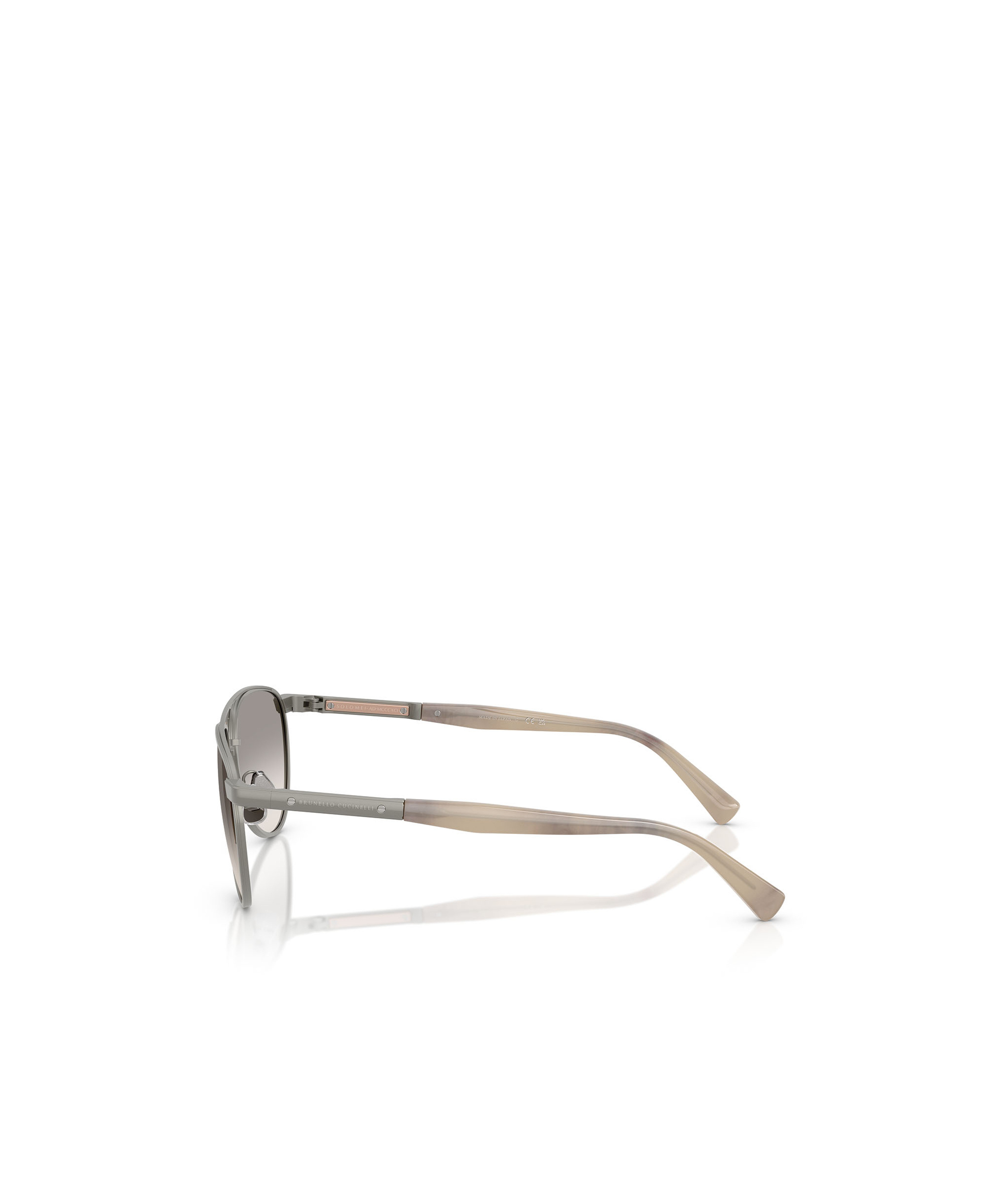 Brunello Cucinelli Double Bridge Sunglasses In Gray
