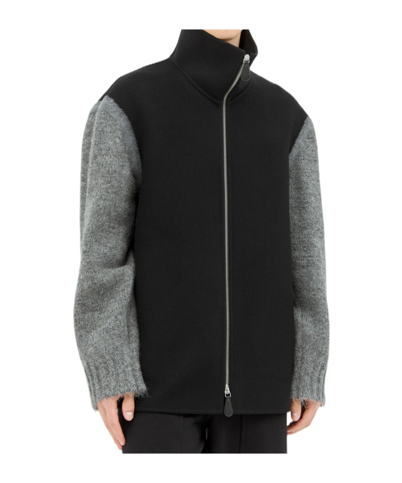 Jil Sander Blended Sleeve Jacket In Black