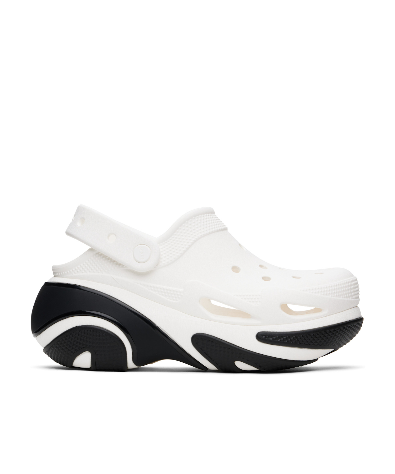 Crocs White & Black Bubble Crush Slip-on Loafers In White