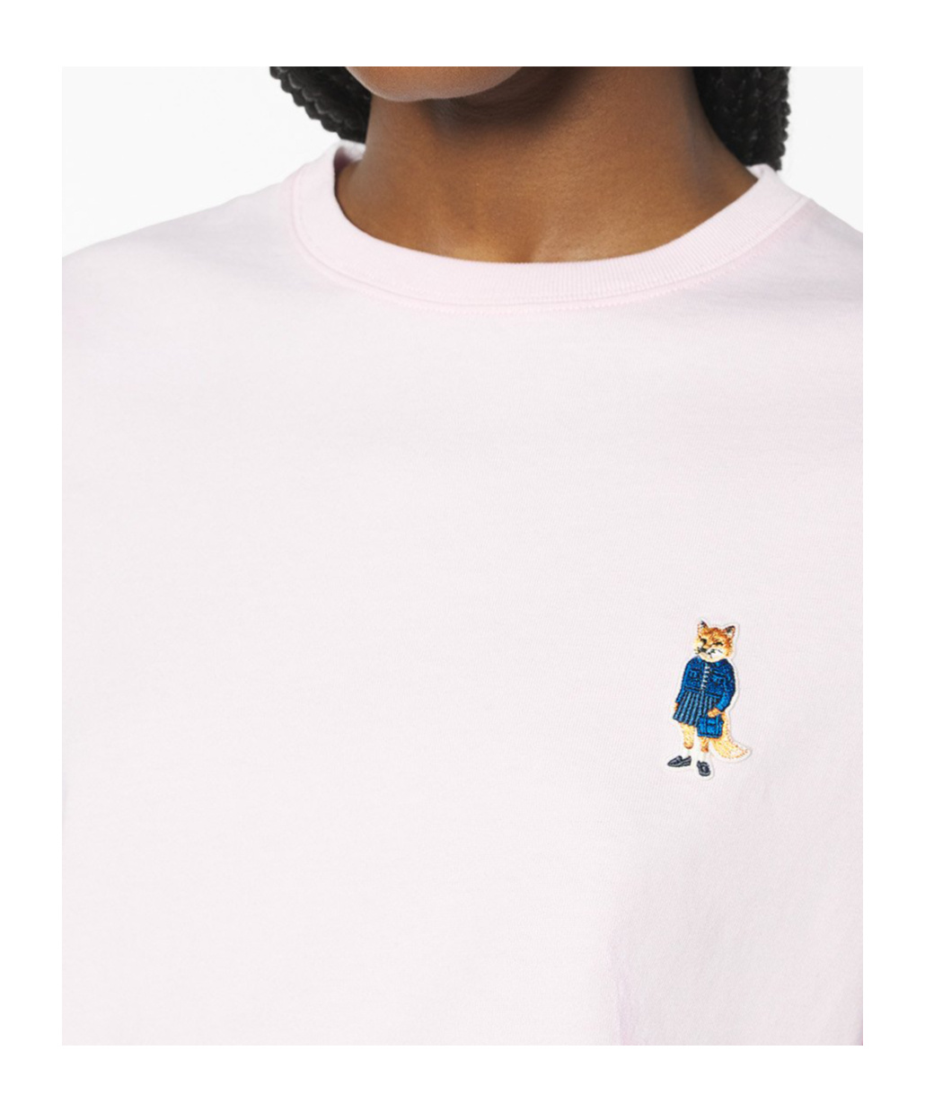 Maison Kitsuné Fox Motif Cotton T-shirt Embroidered Detail In Black