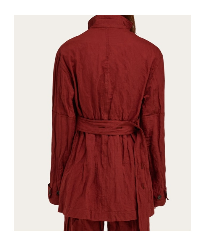Ferragamo Sahara Jacket With Martingale Belt In Red