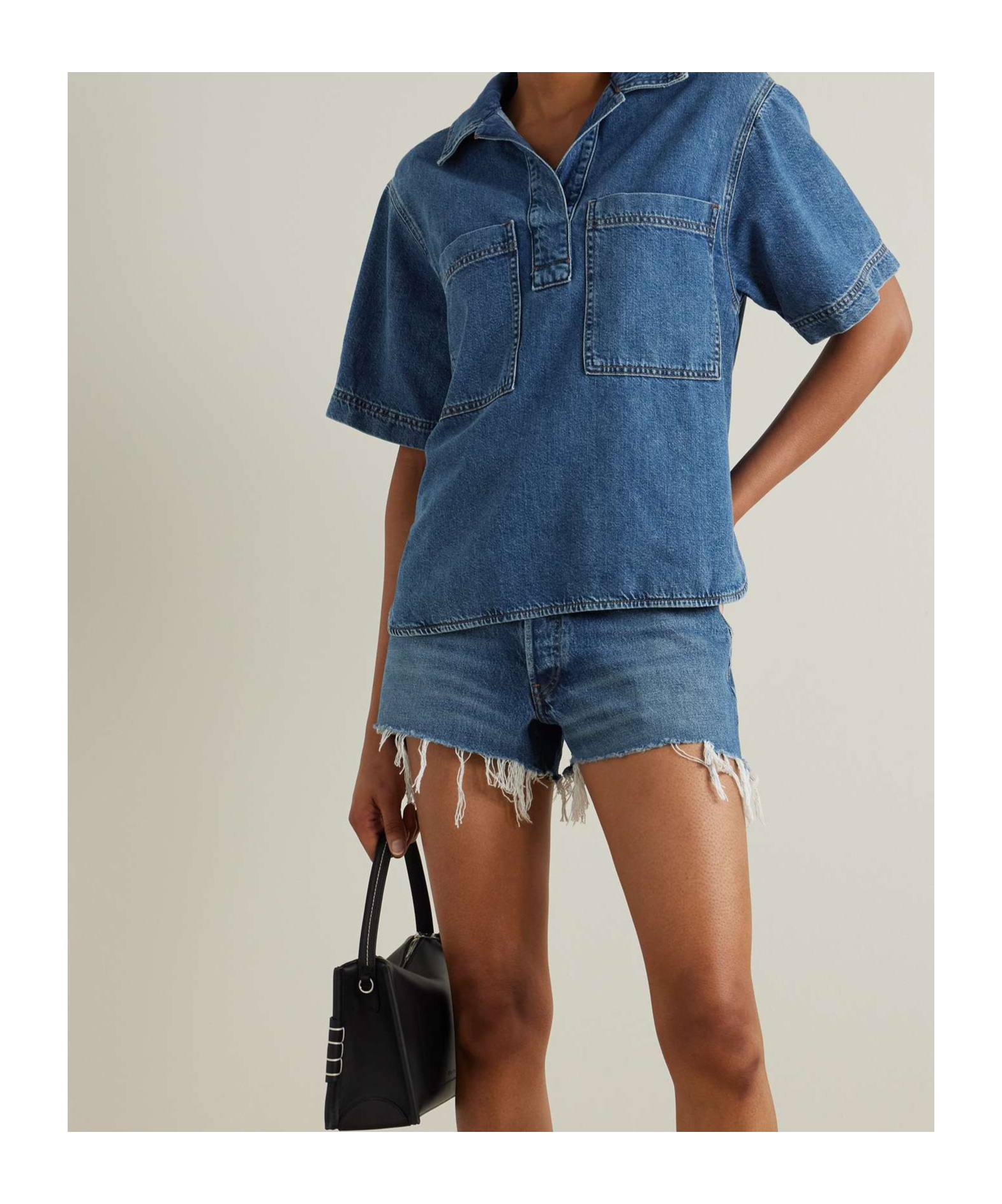 Frame Organic Denim Shirt In Blue
