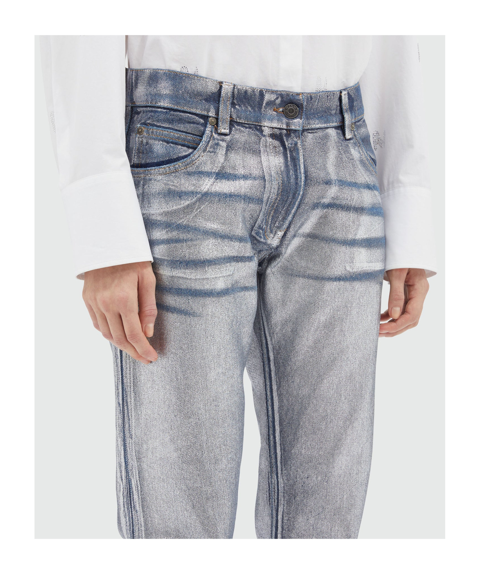Msgm Straight-leg Trousers With Finish In Gray