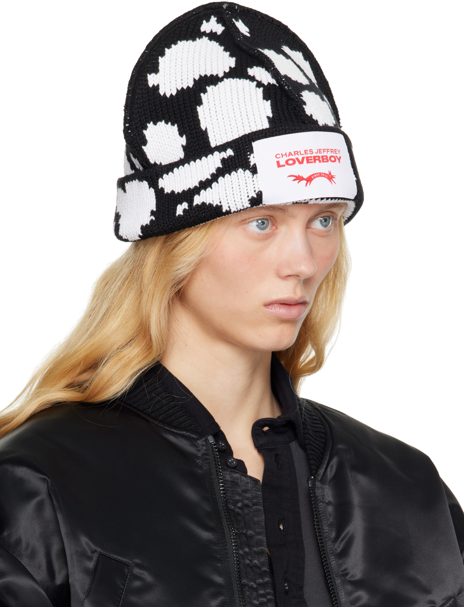 Charles Jeffrrey Loverboy Patterned Beanie In Black