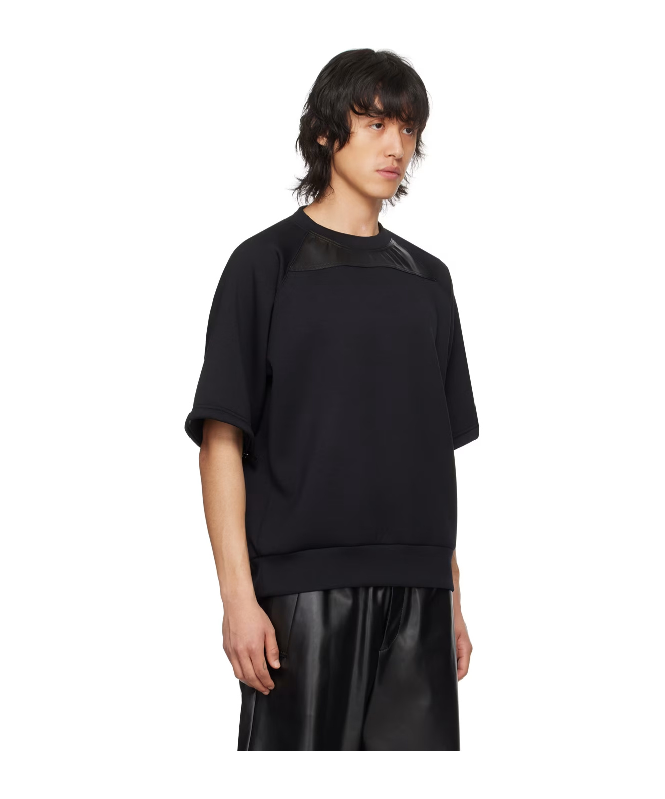Undercover Round Collar Detachable Sleeve Sweater In Black