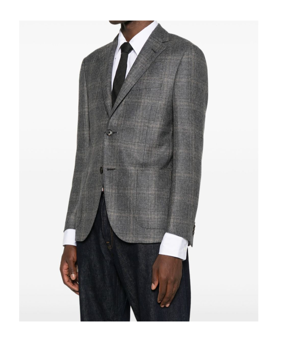 Corneliani Tailored Checkered Grey Blazer With Notch Lapels In Gray