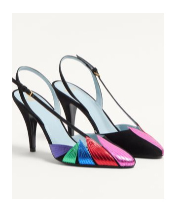 Valentino Garavani Women Foliefoliage Slingback Pumps In Black/multicolor