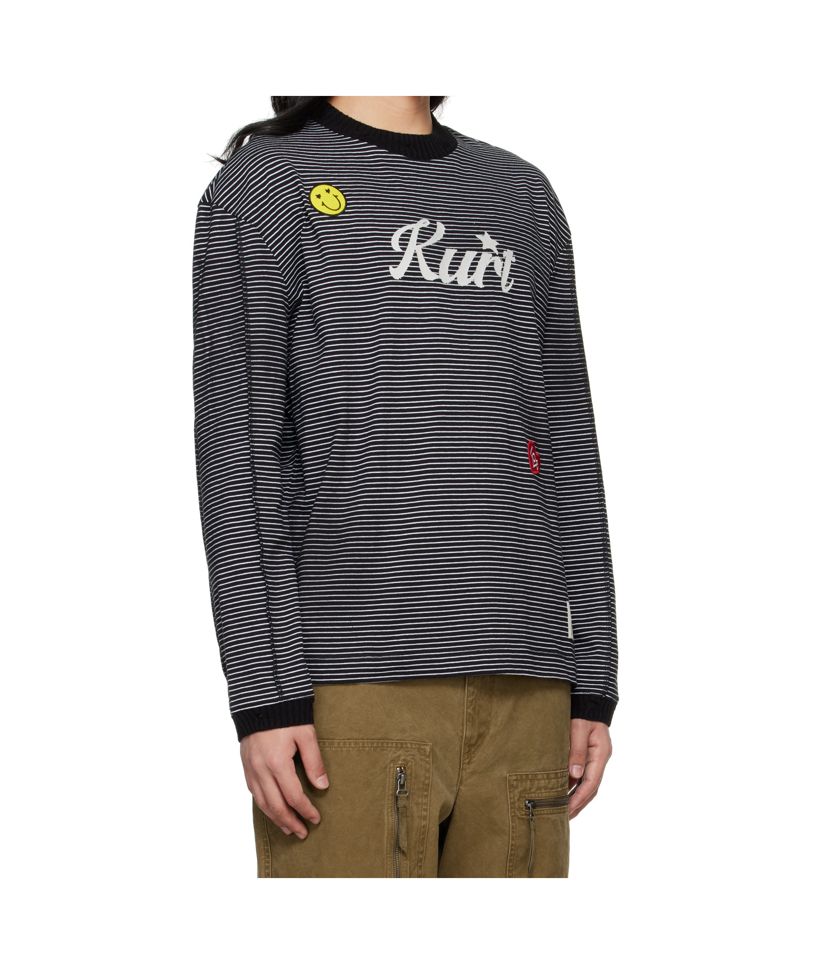 Andersson Bell Black & White Kurt Stripe T-shirt In Black/white