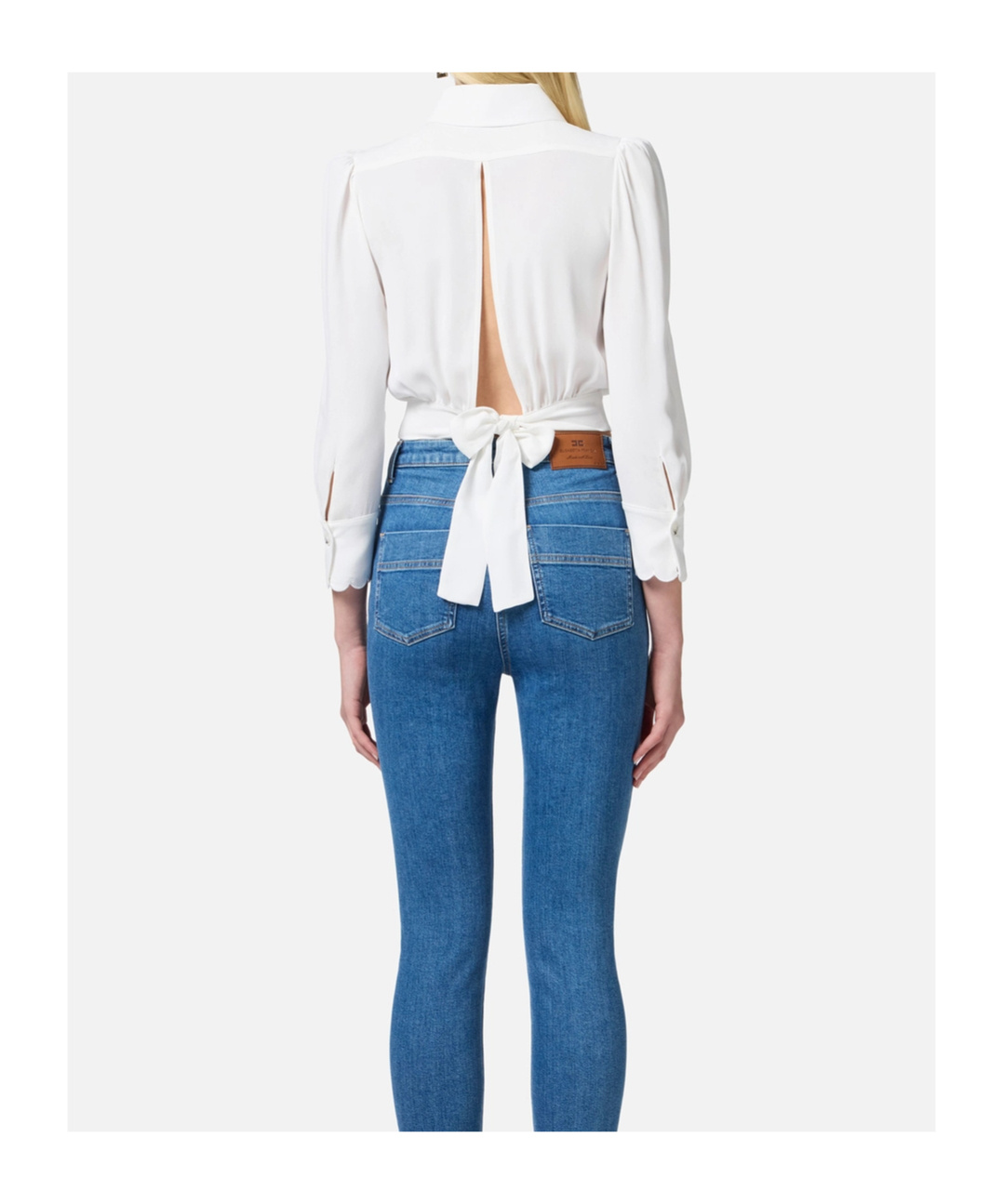 Elisabetta Franchi Elegant White Shirt With Rear Tie In Ivory