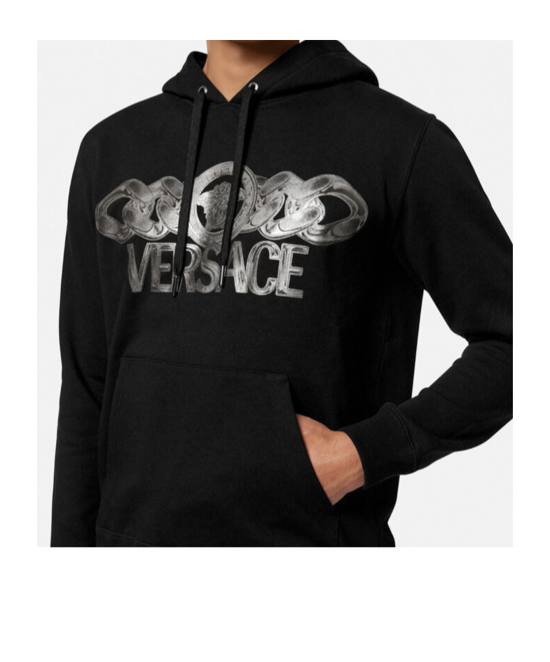 Shop Versace Medusa On Chain Hoodie In Black