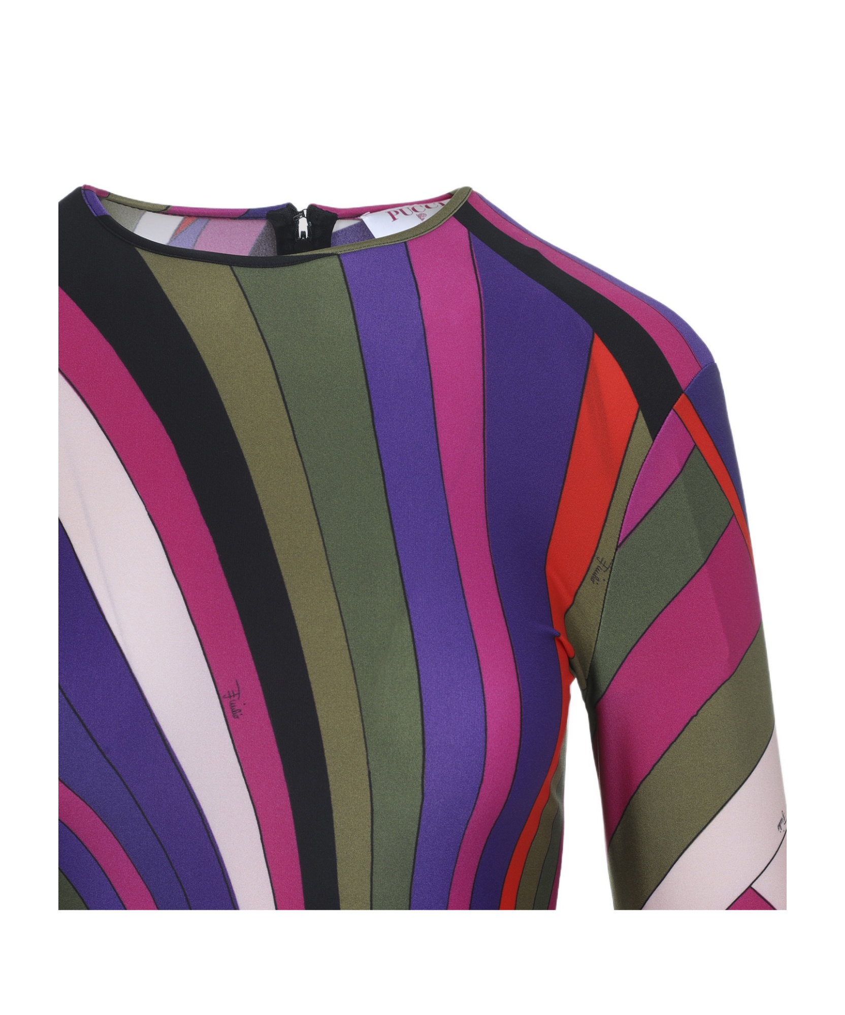 Pucci Fitted Long Sleeve Midi Dress Style In Multi