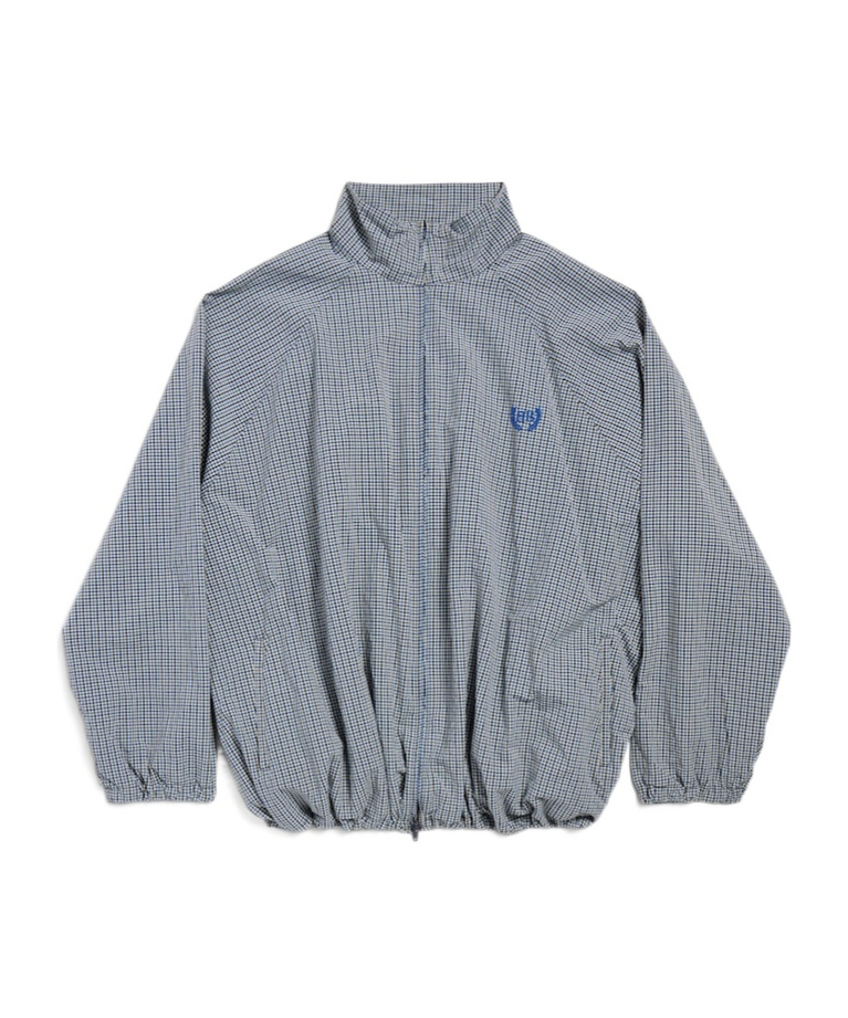 Balenciaga Men's Zip-up Jacket In Beige/blue In Gray