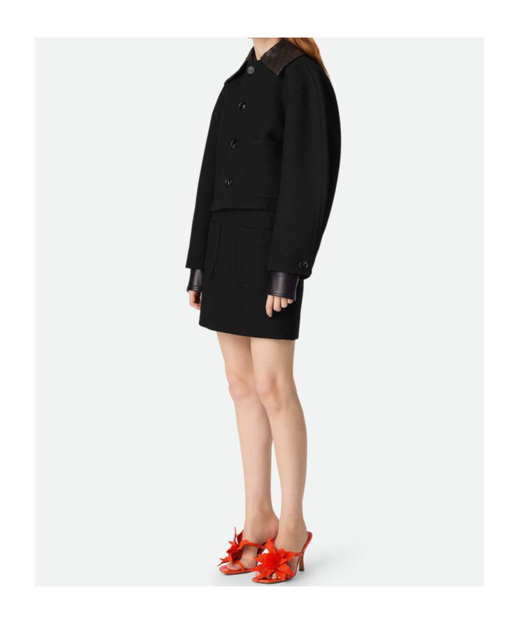 Bottega Veneta Button-front Cotton Jacket In Black