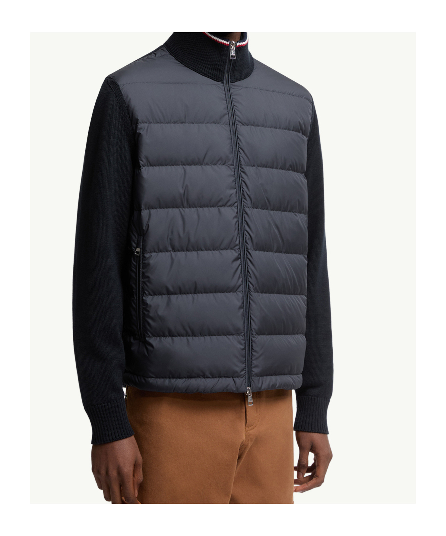 Moncler Padded Cotton Cardigan In Blue