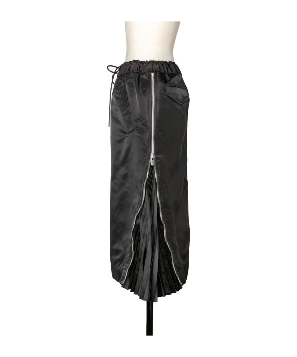 Sacai Insulated Nylon Twill Midi Skirt In Black