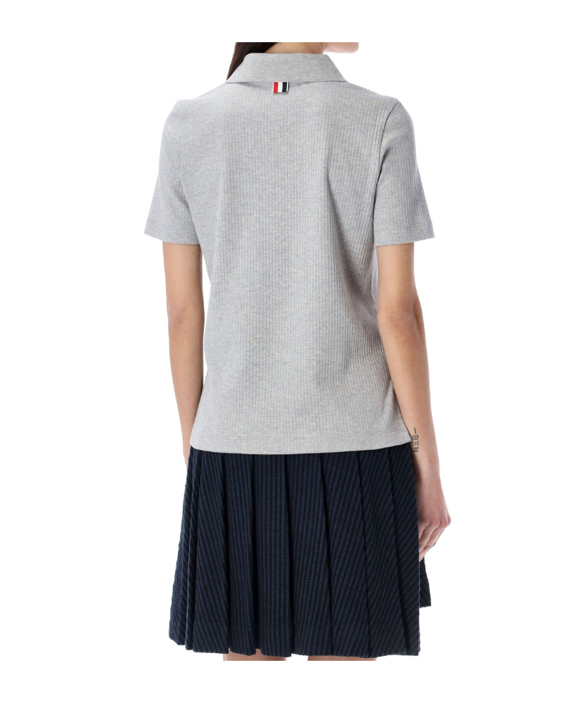 Thom Browne Rwm-stripe Short-sleeve Polo In Black