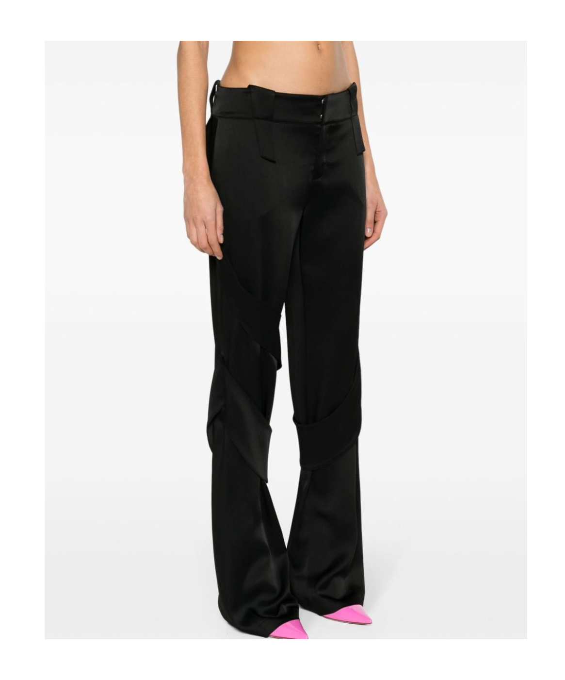 Blumarine Satin Straight-leg Trousers In Black