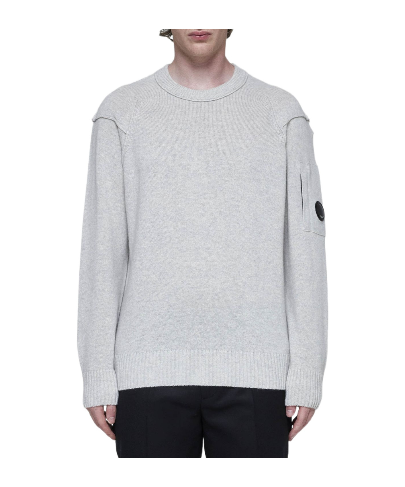 C.p. Company Round Neck Sweater In White