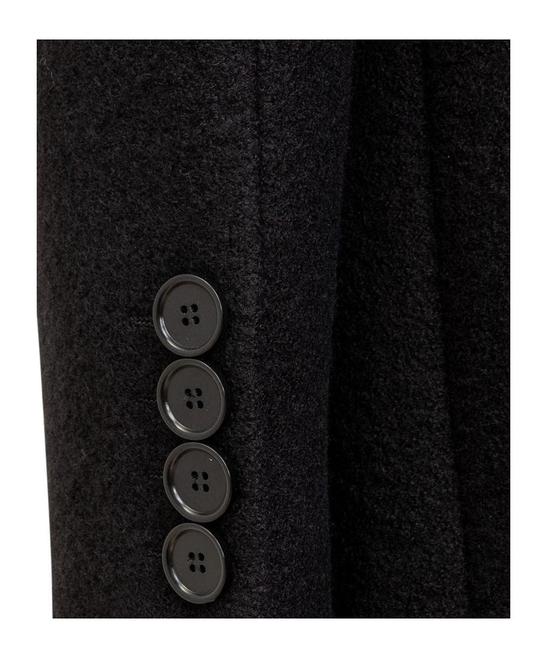 Msgm Wool Blend Felt Single Breast Long Coat In Black