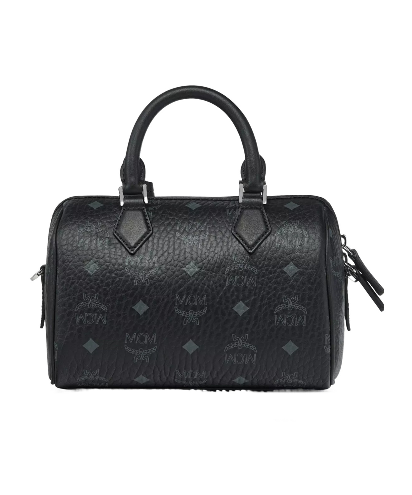 Mcm Ella Boston Bag In Visetos In Black