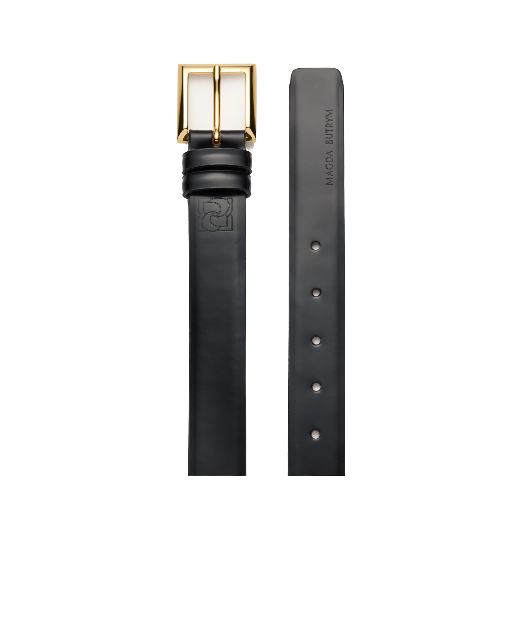 Magda Butrym Contrast-stitched Black Leather Belt In Gold In Black