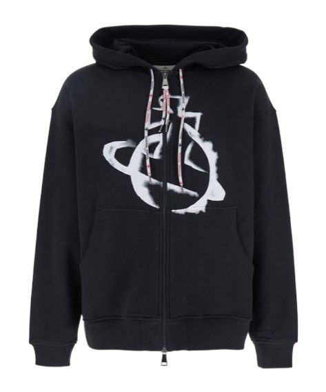Vivienne Westwood Black Sweatshirt With Drawstring Hood And Maxi Orb Logo On The Front In Black