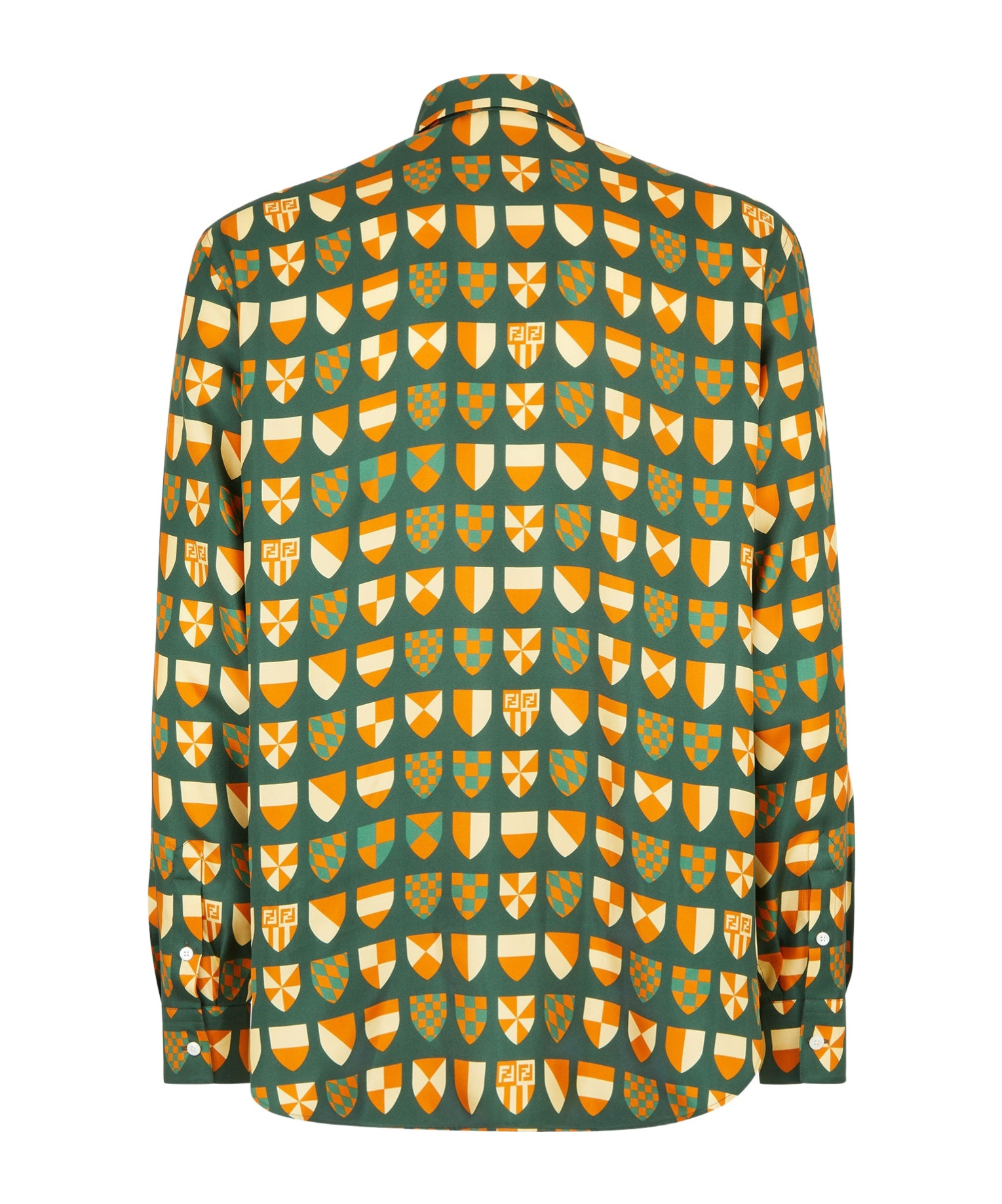 Fendi Color Matching Printed Shirt In Green
