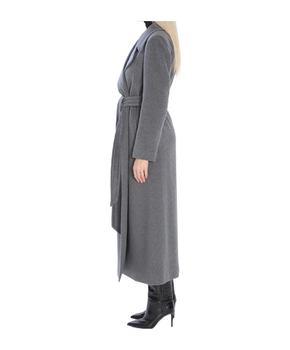 Tagliatore Long Cashmere Coat Removable Belt In Gray