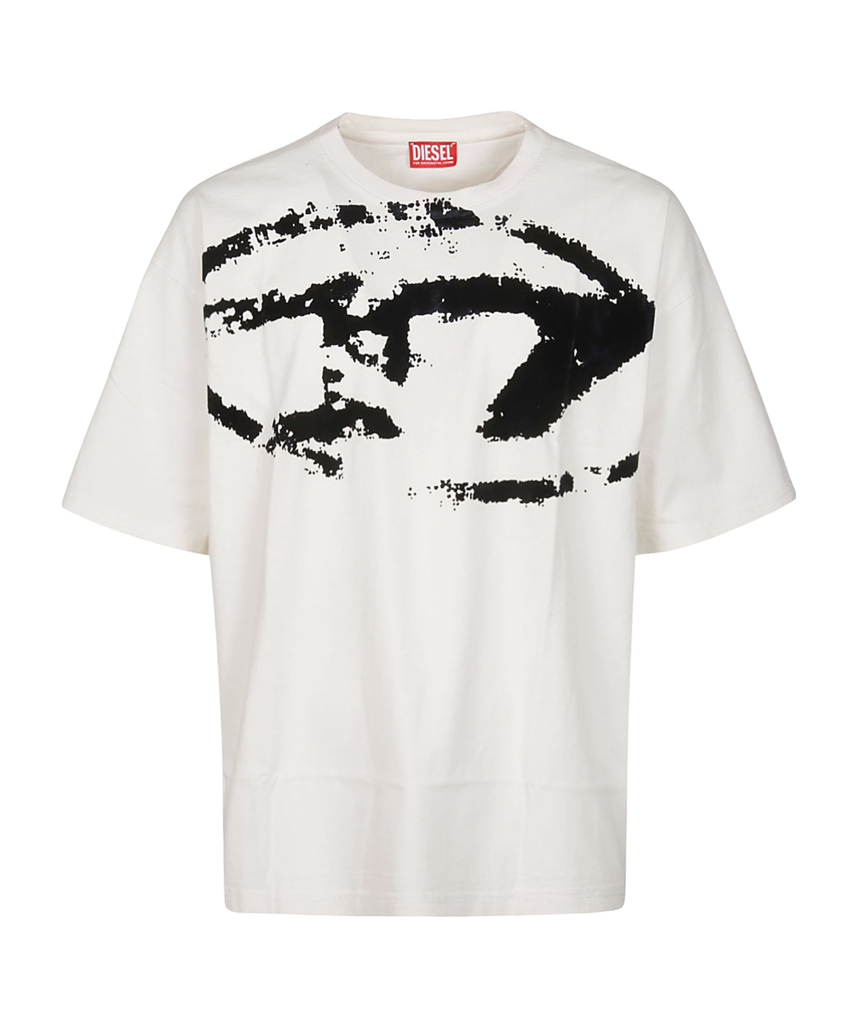 Diesel T-shirt With Distressed Flocked Logo In White