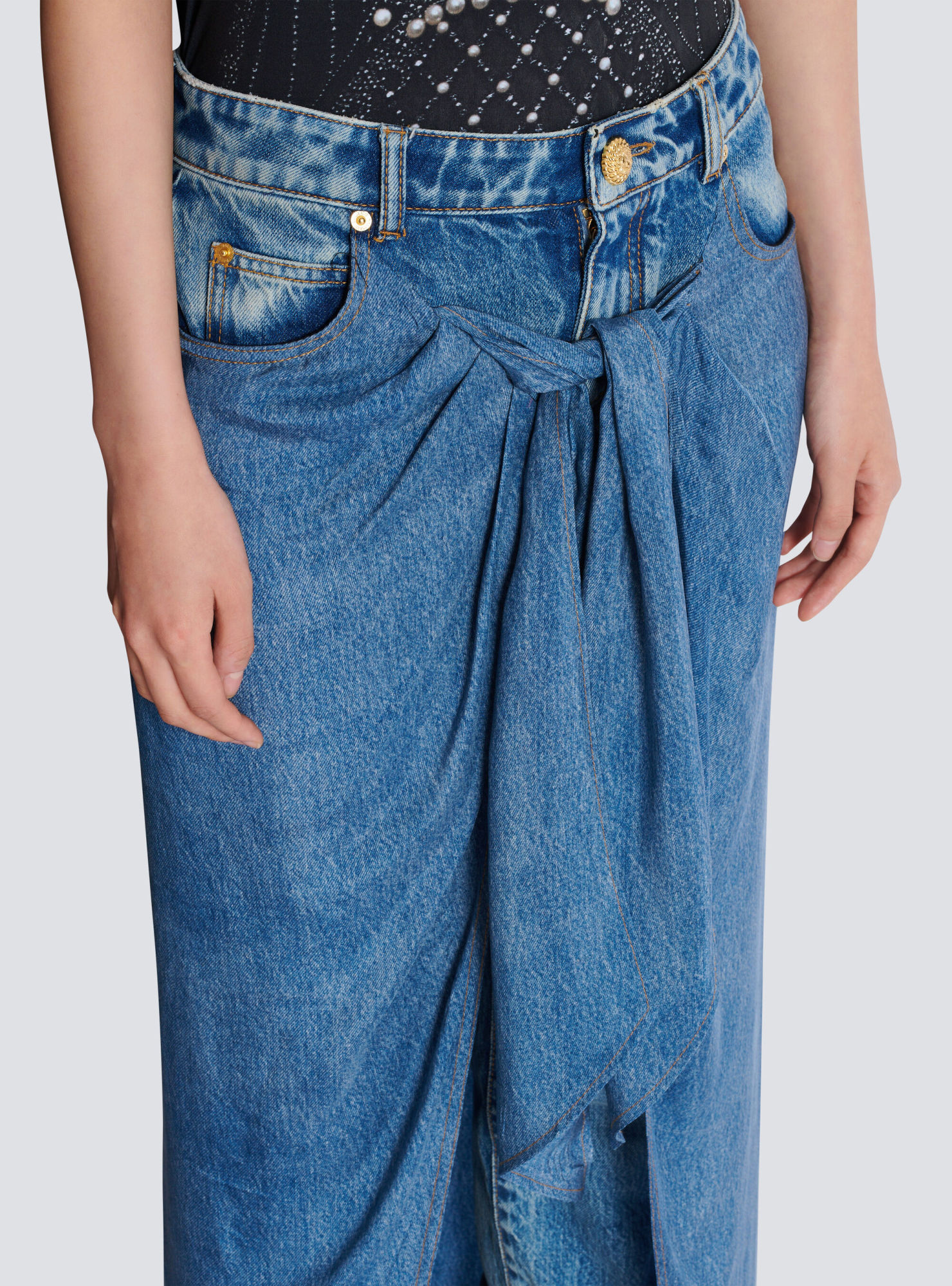 Balmain Jeans With A Pendant Skirt In Blue