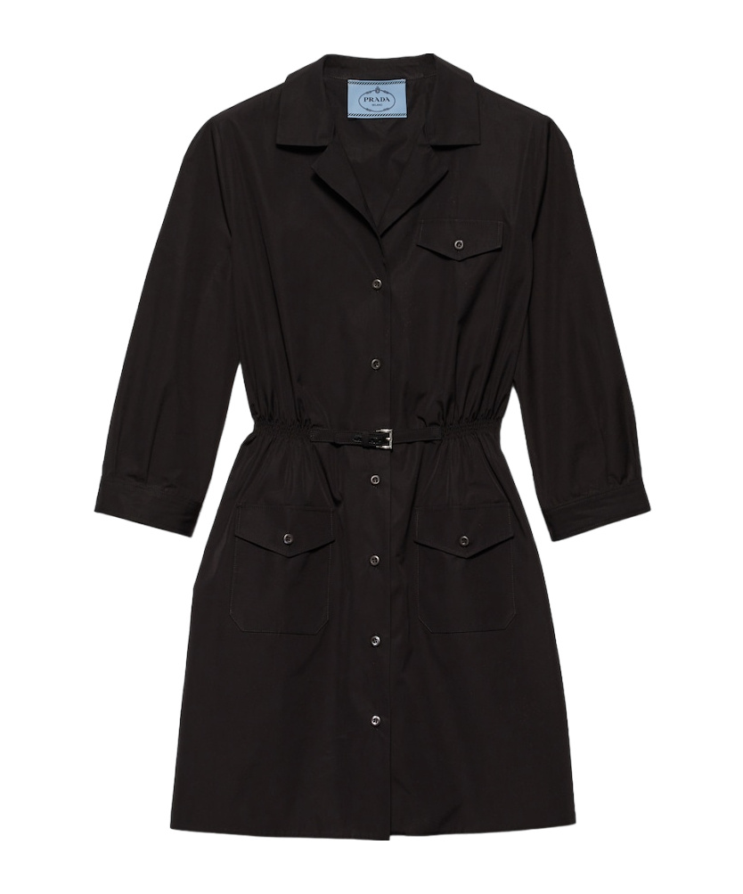 Prada Poplin Mini Dress In Black