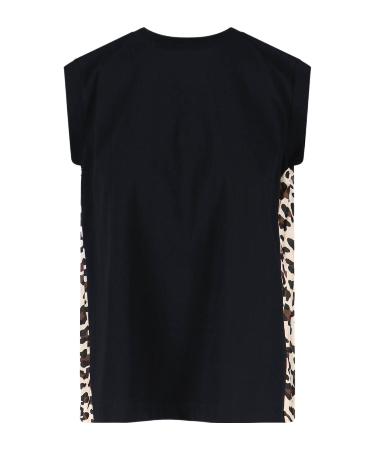 Sacai Leopard Print Knitted Top In Black