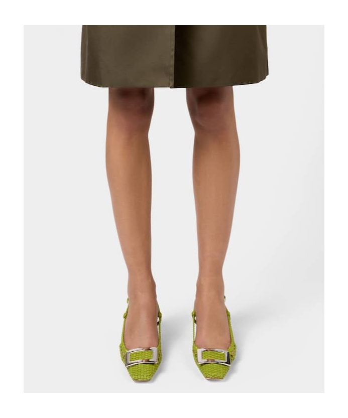 Roger Vivier Belle Vivier Slingback Pumps In Leather In Green