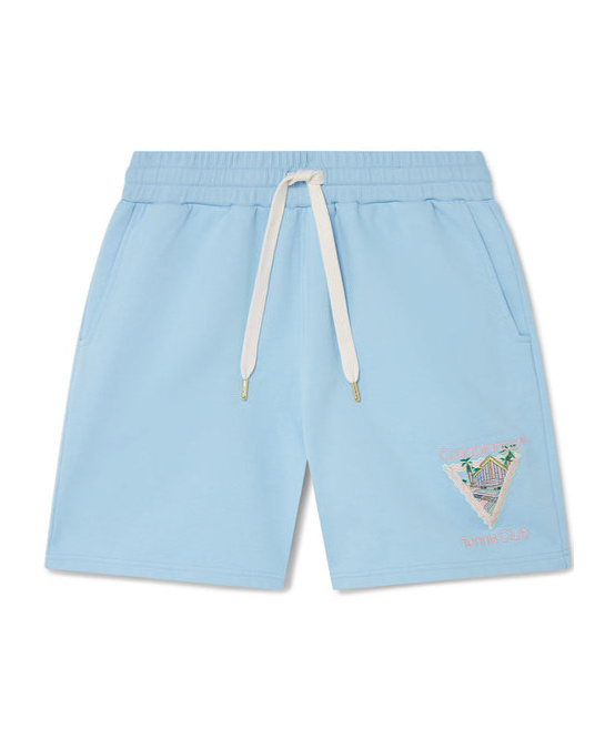 Casablanca Maison De Reve Straight-leg Logo-embroidered Cotton-jersey Shorts In Blue